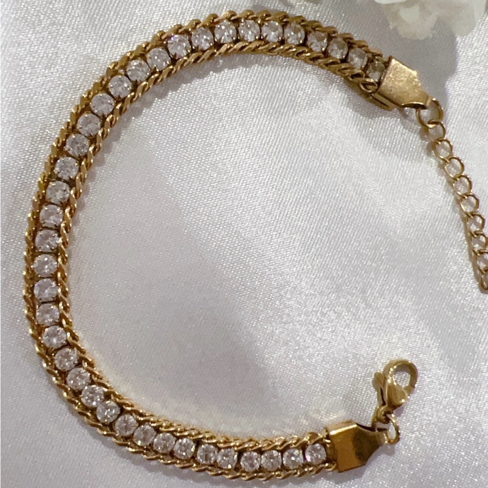 Gold and Silver Tennis Chain Bracelet